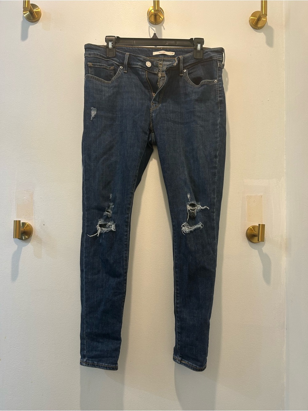 Levi's Women's Skinny Ripped Dark Blue Jeans